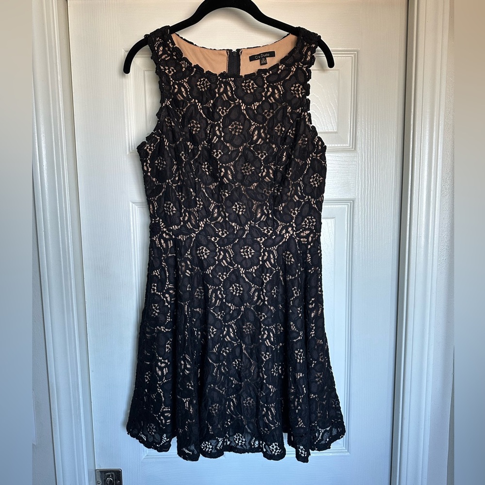 Lace Overlay Skater Dress